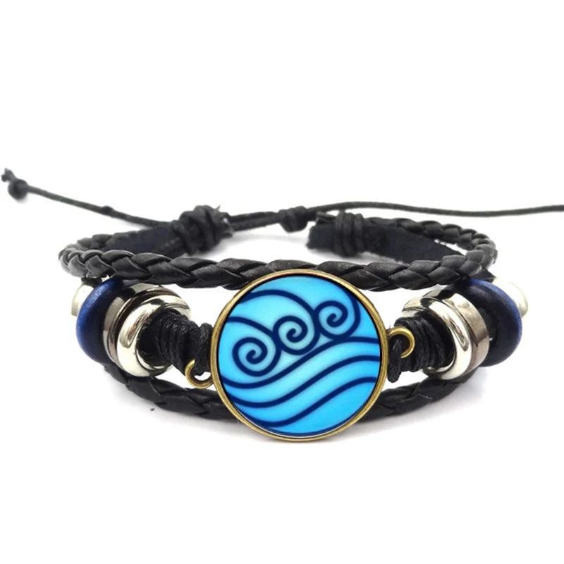 Avatar The Last Airbender Bender Nation Symbols Braided Leather Bracelet