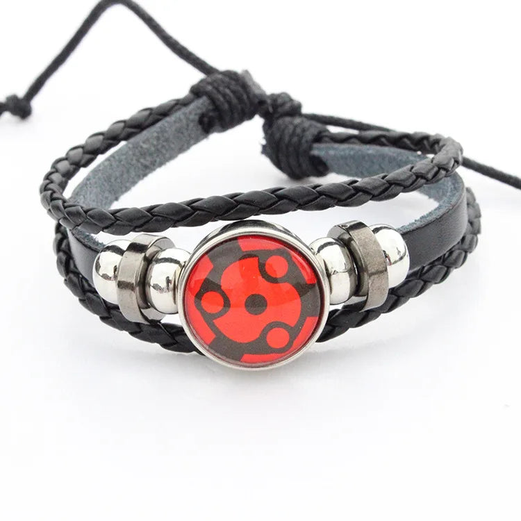 Naruto Uchiha Clan Sharingan Eyes Braided Leather Bracelet