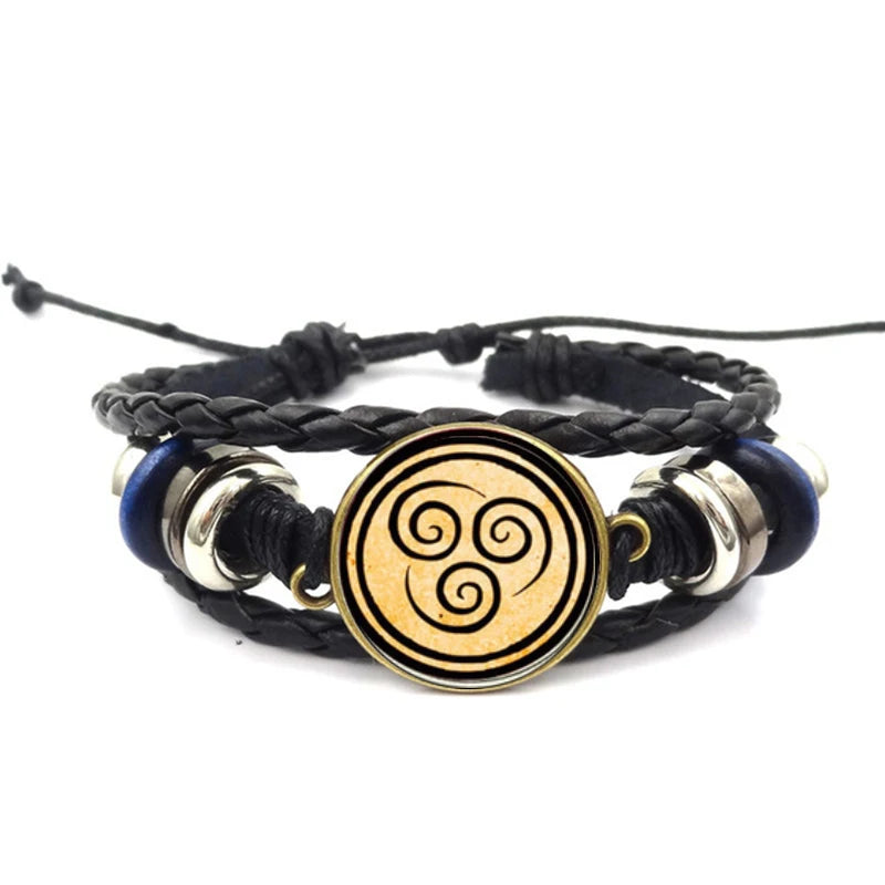 Avatar The Last Airbender Bender Nation Symbols Braided Leather Bracelet
