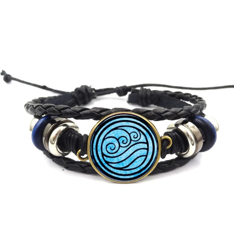 Avatar The Last Airbender Bender Nation Symbols Braided Leather Bracelet