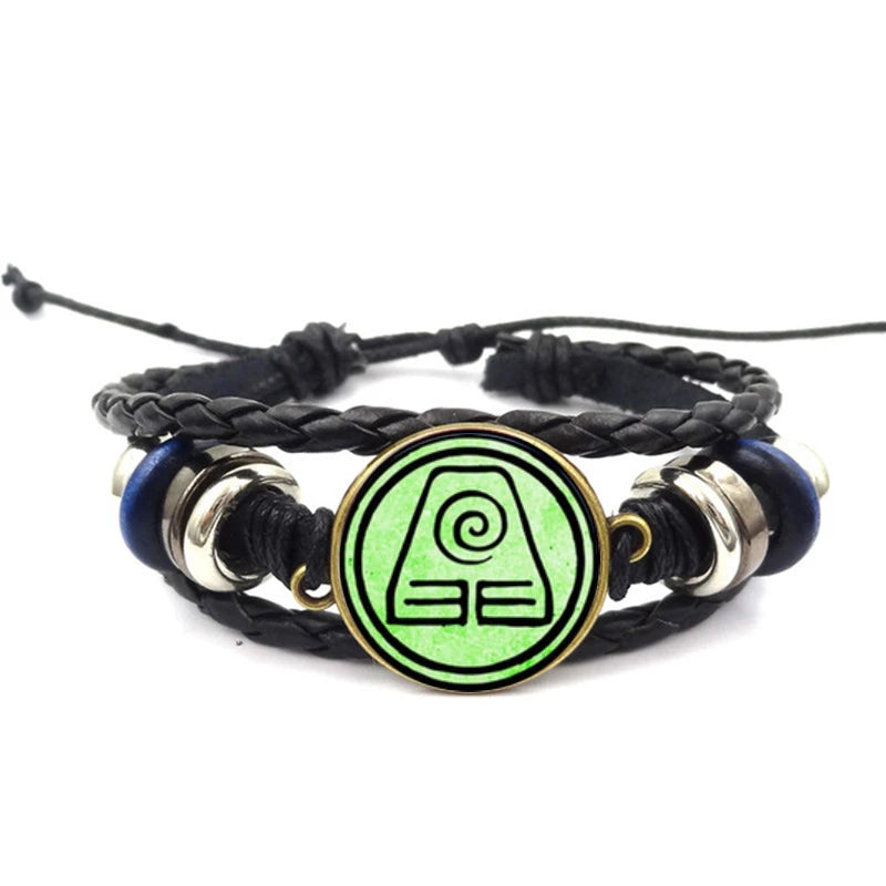 Avatar The Last Airbender Bender Nation Symbols Braided Leather Bracelet