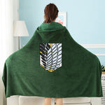 Attack on Titan Survey Corps Large Flannel Blanket Cloak With Hoodie