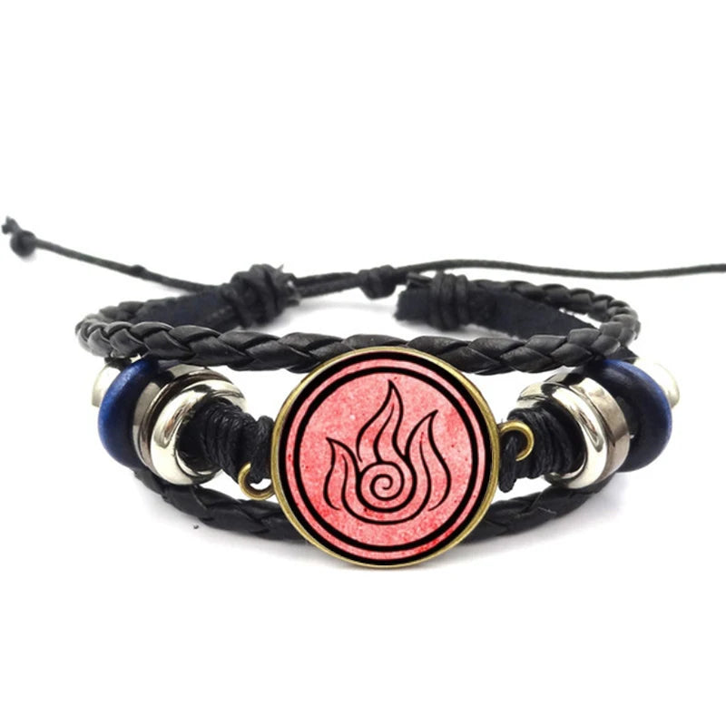 Avatar The Last Airbender Bender Nation Symbols Braided Leather Bracelet