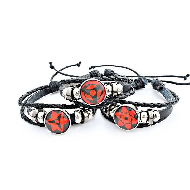 Naruto Uchiha Clan Sharingan Eyes  Braided Leather Bracelet