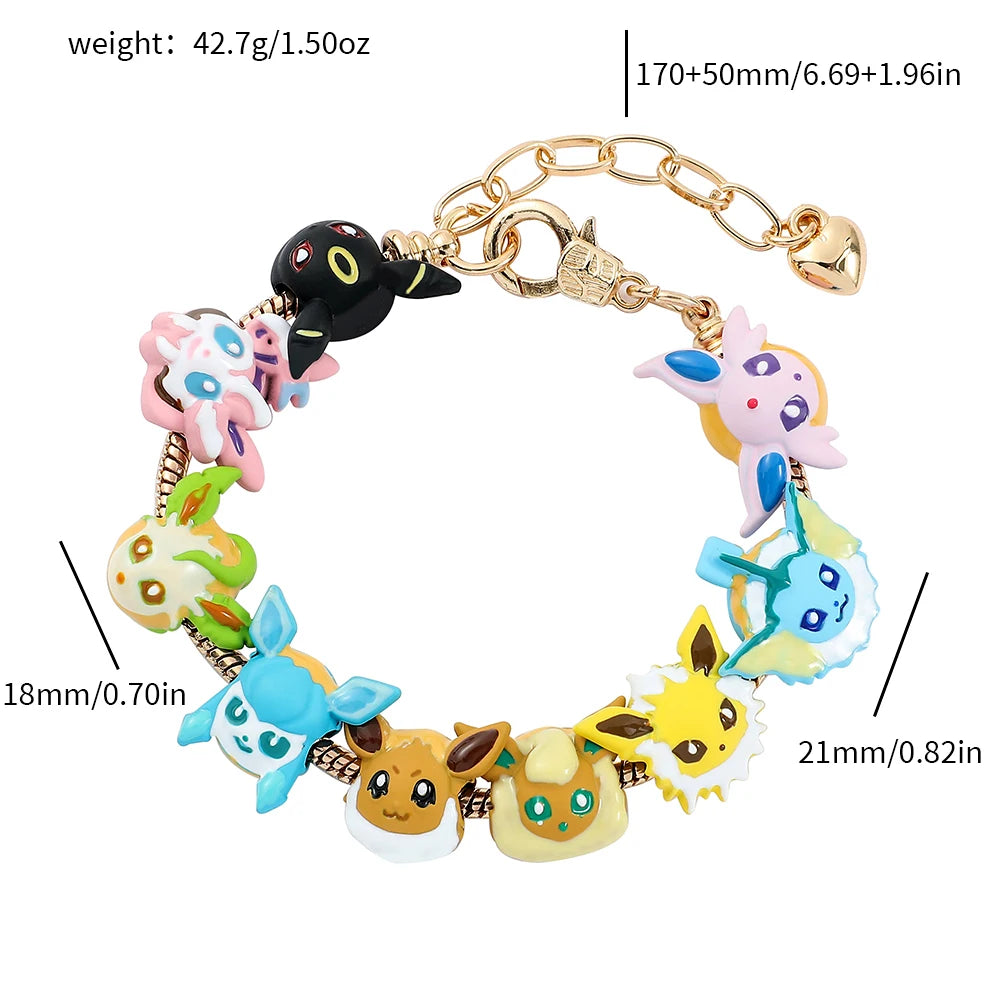 Pokémon Eeveelutions Adjustable Charm Bracelet (Gold-Tone Alloy)