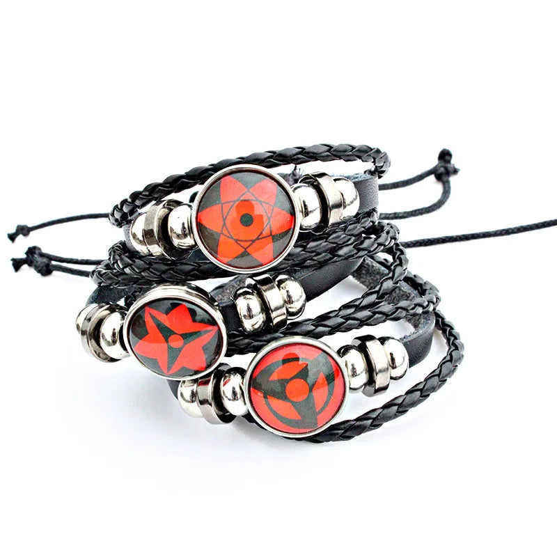 Naruto Uchiha Clan Sharingan Eyes  Braided Leather Bracelet