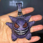 Gengar Iced Out Pendant With 18 Inch Gold Rope Chain - Yang Novelties Ja