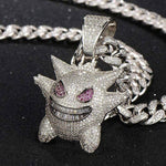 Gengar Iced Out Pendant With 18 Inch Gold Rope Chain - Yang Novelties Ja