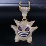 Gengar Iced Out Pendant With 18 Inch Gold Rope Chain - Yang Novelties Ja