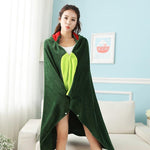 Wearable Hooded Anime Coral Velvet Blankets: Totoro Pikachu etc. - Yang Novelties Ja