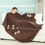 Wearable Hooded Anime Coral Velvet Blankets: Totoro Pikachu etc. - Yang Novelties Ja