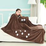 Wearable Hooded Anime Coral Velvet Blankets: Totoro Pikachu etc. - Yang Novelties Ja