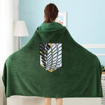 Wearable Hooded Anime Coral Velvet Blankets: Totoro Pikachu etc. - Yang Novelties Ja