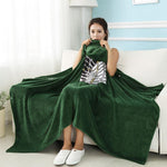 Wearable Hooded Anime Coral Velvet Blankets: Totoro Pikachu etc. - Yang Novelties Ja