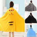 Wearable Hooded Anime Coral Velvet Blankets: Totoro Pikachu etc. - Yang Novelties Ja