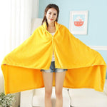 Wearable Hooded Anime Coral Velvet Blankets: Totoro Pikachu etc. - Yang Novelties Ja