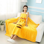 Wearable Hooded Anime Coral Velvet Blankets: Totoro Pikachu etc. - Yang Novelties Ja