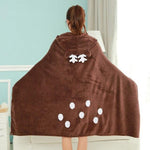 Wearable Hooded Anime Coral Velvet Blankets: Totoro Pikachu etc. - Yang Novelties Ja
