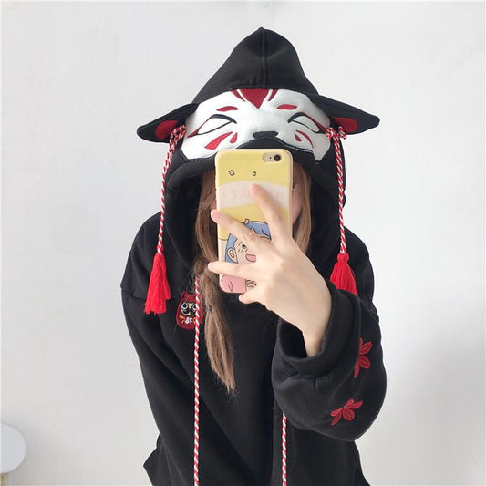 Japanese Harajuku Oversized Cotton Hoodie with Ears