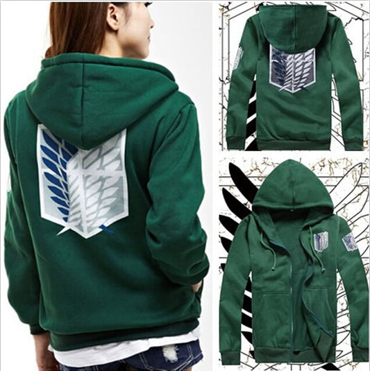 Anime Attack on Titan Shingeki no Kyojin Survey Corps Unisex Green/Black Hoodie