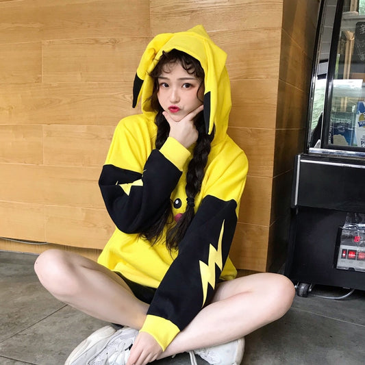Pokemon Pikachu Women's Cotton Hoodie with Long Ears
